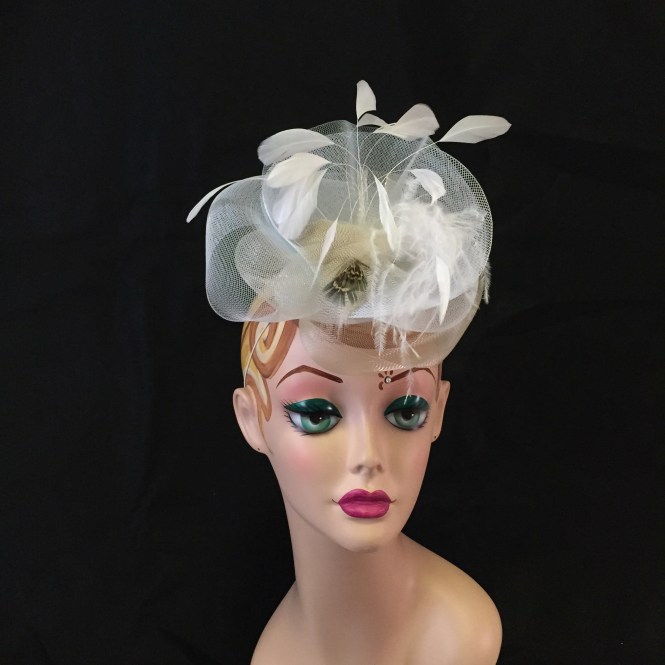 White & Ivory Fascinator - Wedding, Evening, Races, Special Occasion Headpiece