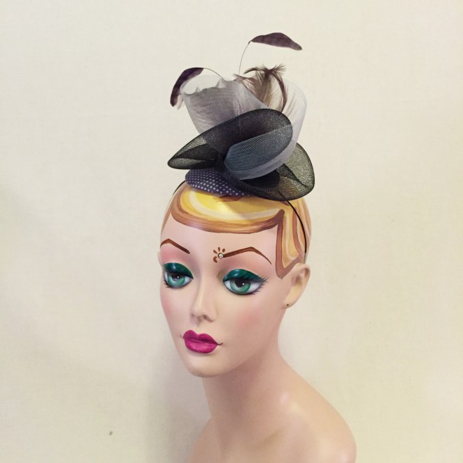 Black & Purple Fascinator - Wedding, Evening, Races, Special Occasion Headpiece